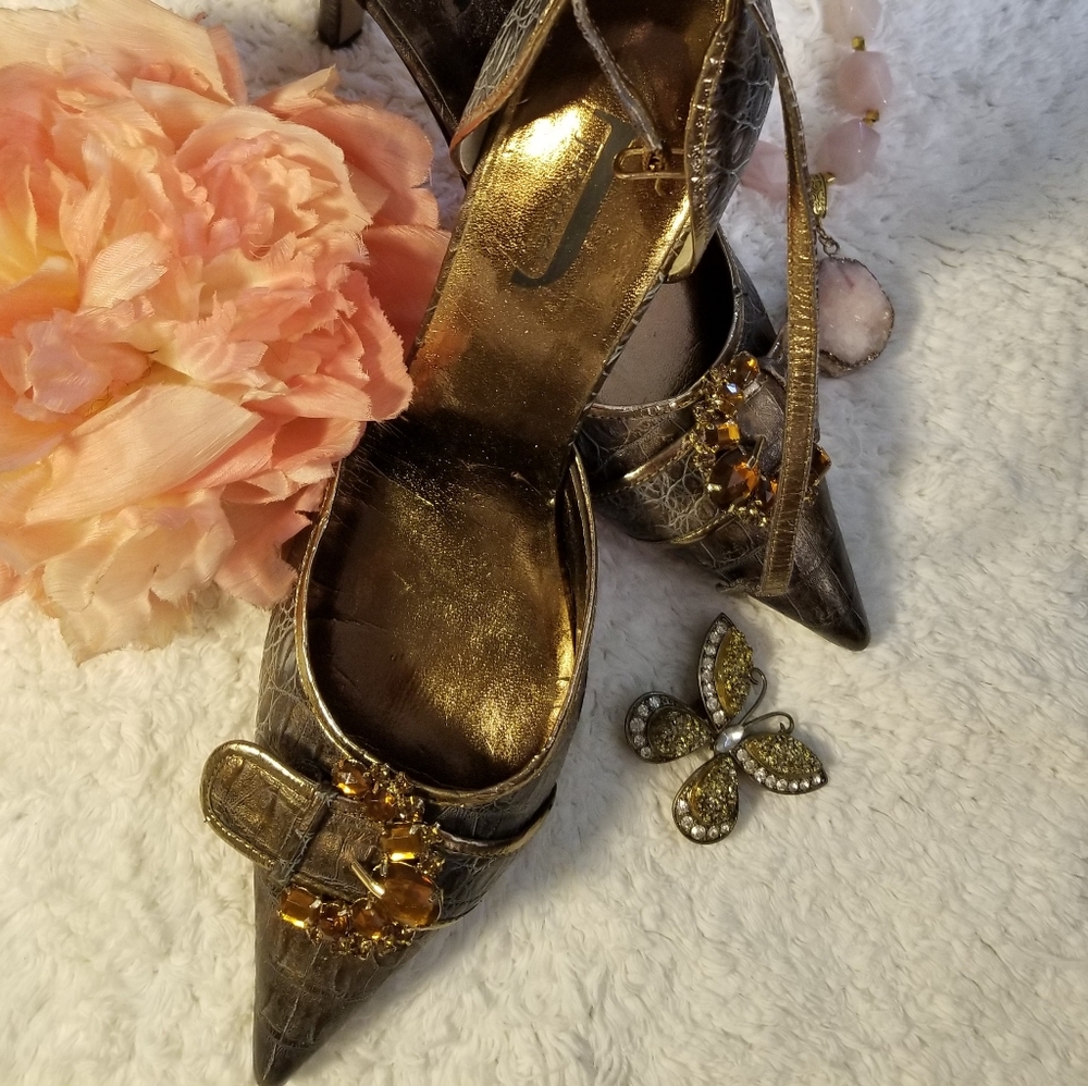 J. Renee "Cassidy" Gold & Bronze D'Orsay  Heel